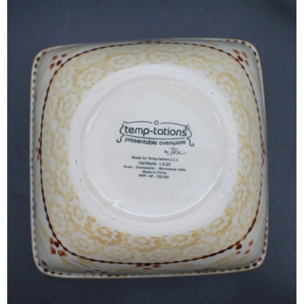 Temp-tations Old World Set of 2 Square Baking Dishes 1.5 Qt & 1 Qt Ovenware